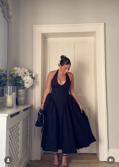 Elegant Halter Neck A-Line White Long Party Dress Fashion Women Dress, D225