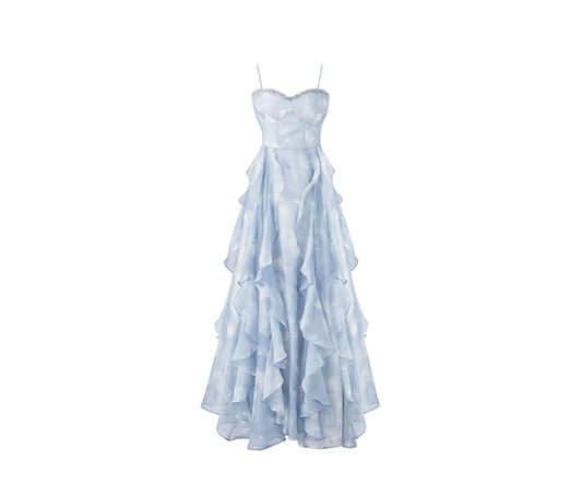 Tea break French blue suspender dress seaside holiday beach dress R0006