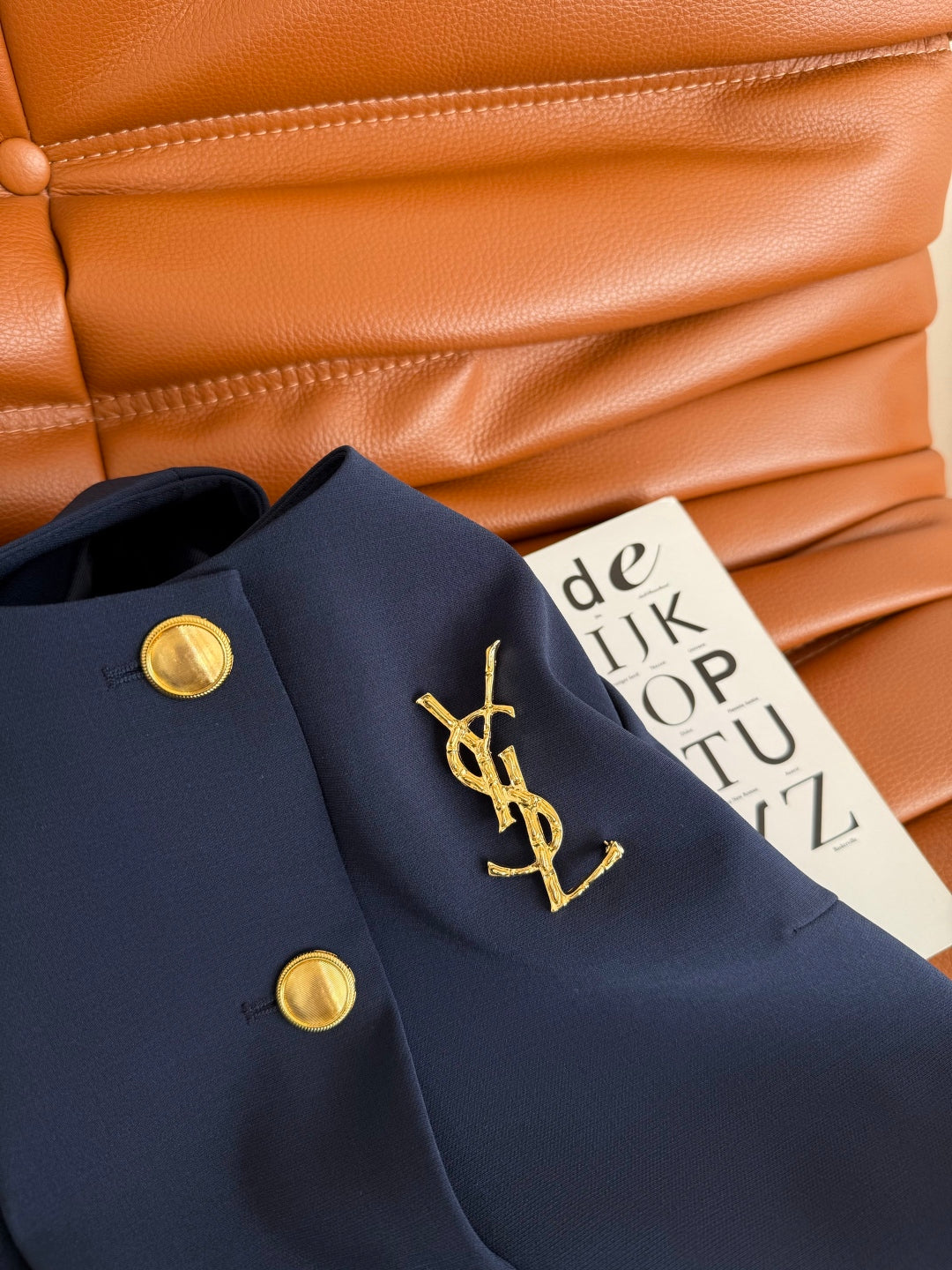 YSL 25 Dress Navy Blue mix Gold Acetate Polyester