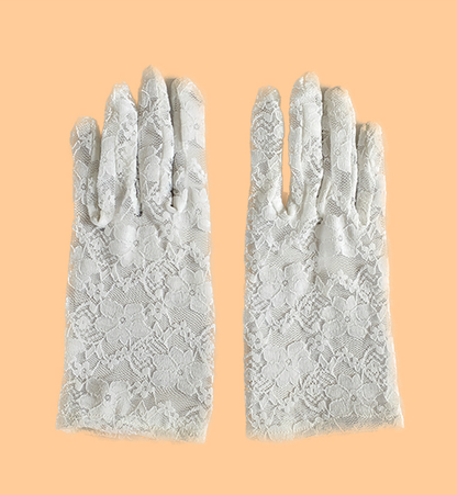 Gloves women summer lace chrysanthemum sun protection gloves thin short wedding bride etiquette gloves     S6279