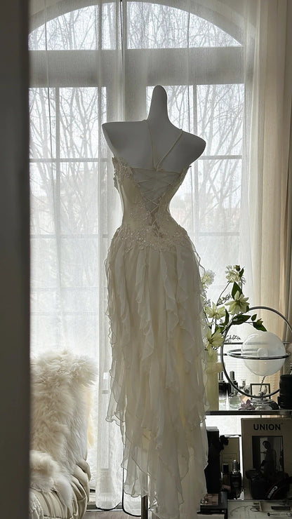 Stunning Homecoming Dress Sweetheart Applique Tulle Hi-Lo Dress Back to School Outfits Party Dress  D6419
