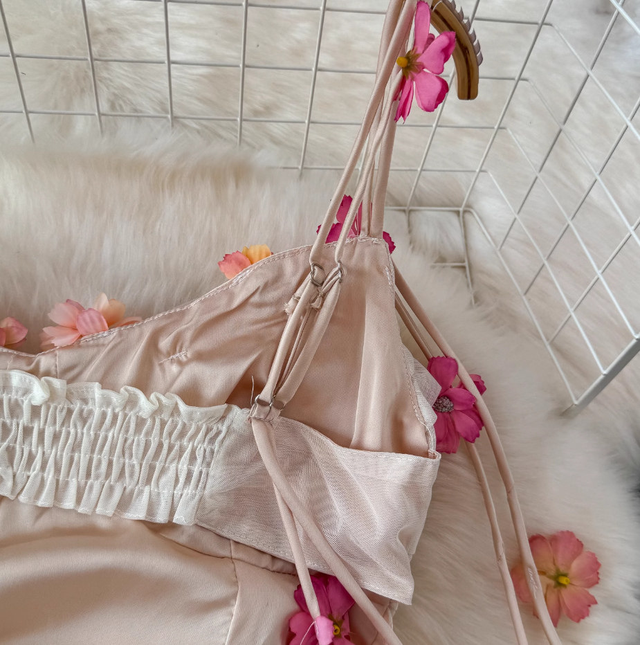 French style mesh suspender dress for women new style temperament waist slimming A-line long skirt R0373