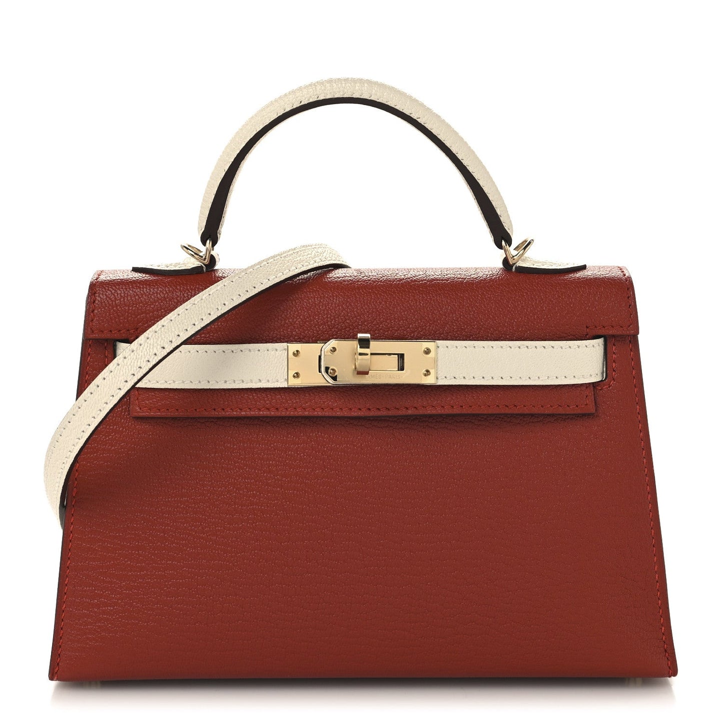 Chevre Mysore Horseshoe Mini Kelly Sellier 20 Brique Nata