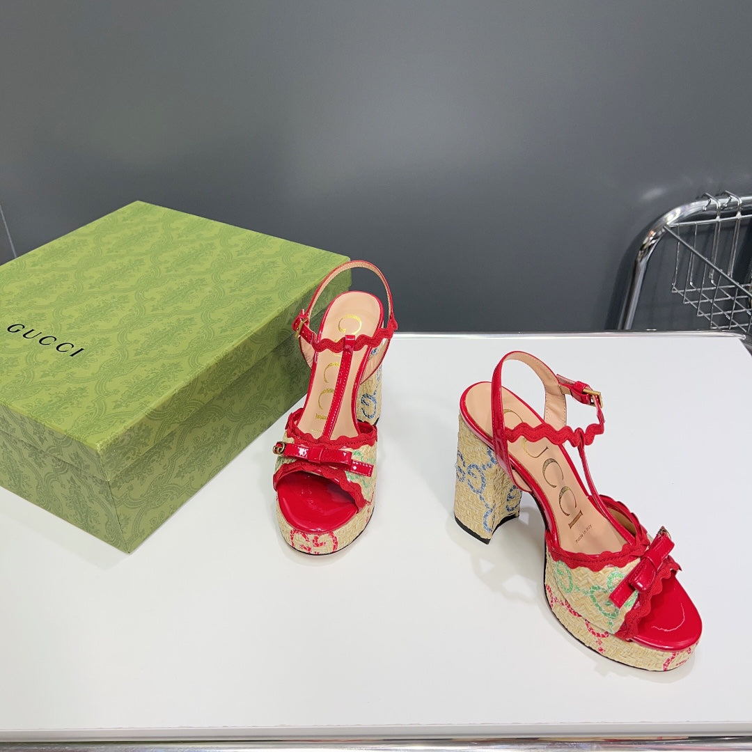 GG 105 HIGH HEEL SANDAL CRIMSON STRAW