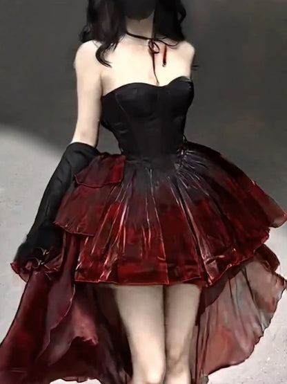 Chic Ball Gowns Sweetheart Burgundy Organza Prom Dress Birthday Dresses Birthday Outfits