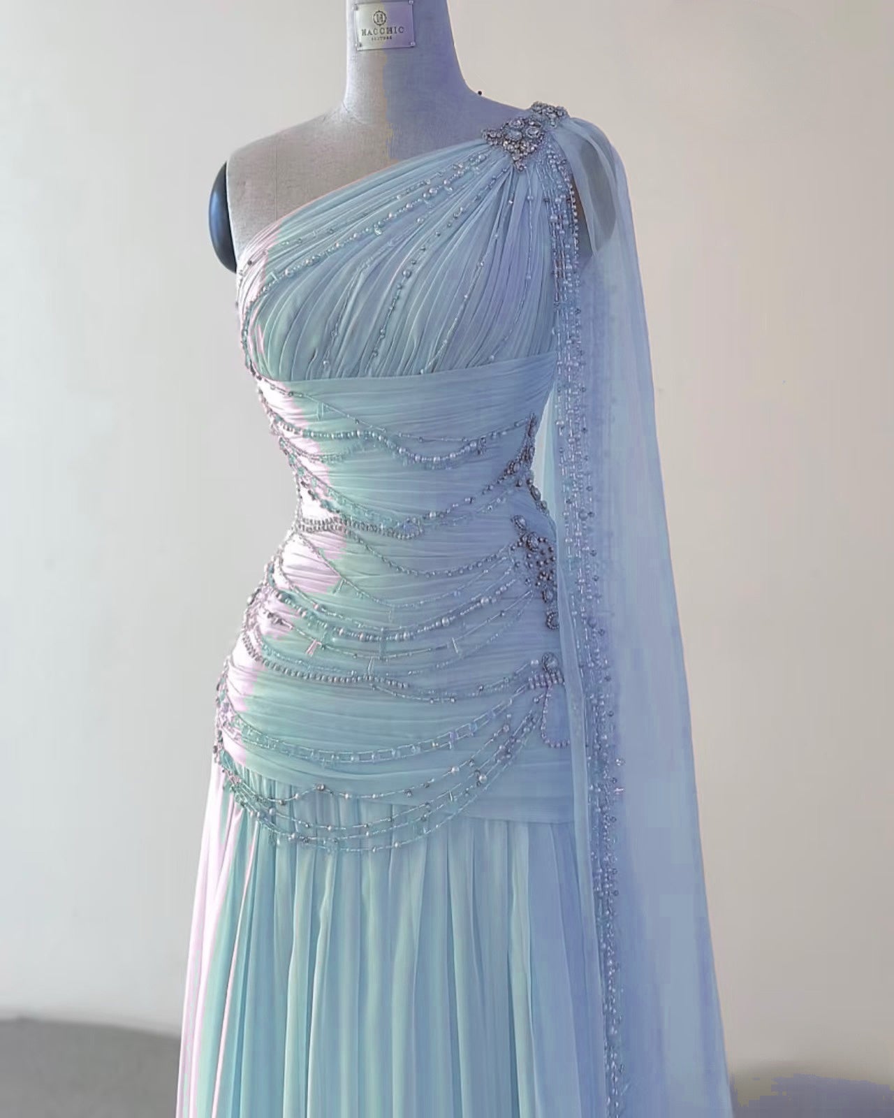 Classy A Line One Shoulder Pink Chiffon Prom Gowns Prom Dresses