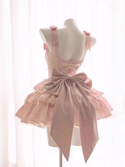 Cute Ball Gowns Straps Sleeveless Short Pink Birthday Dresses Birthday Outfits