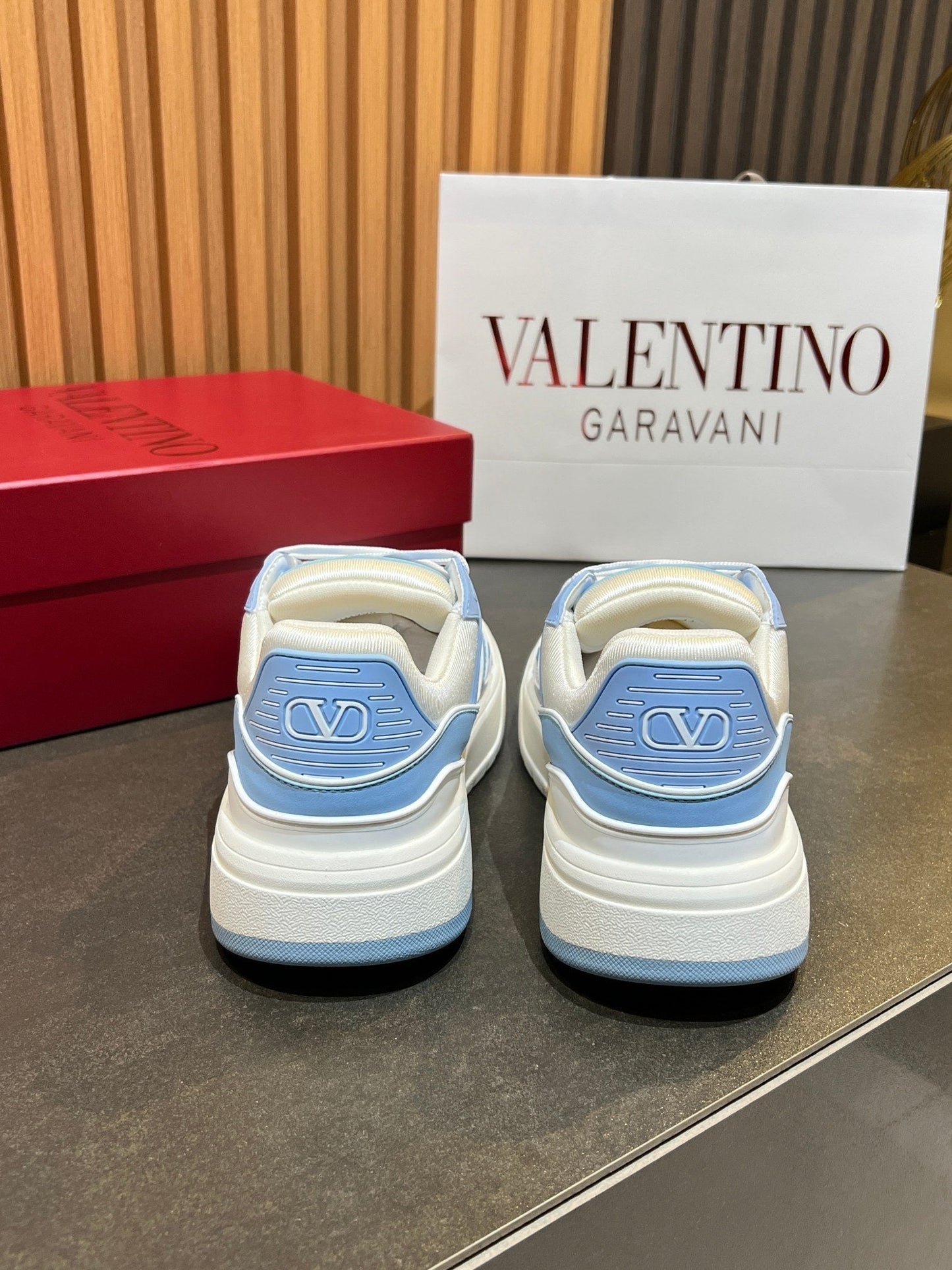 VT 25S Couple Sneakers White Light Blue Calfskin 563114