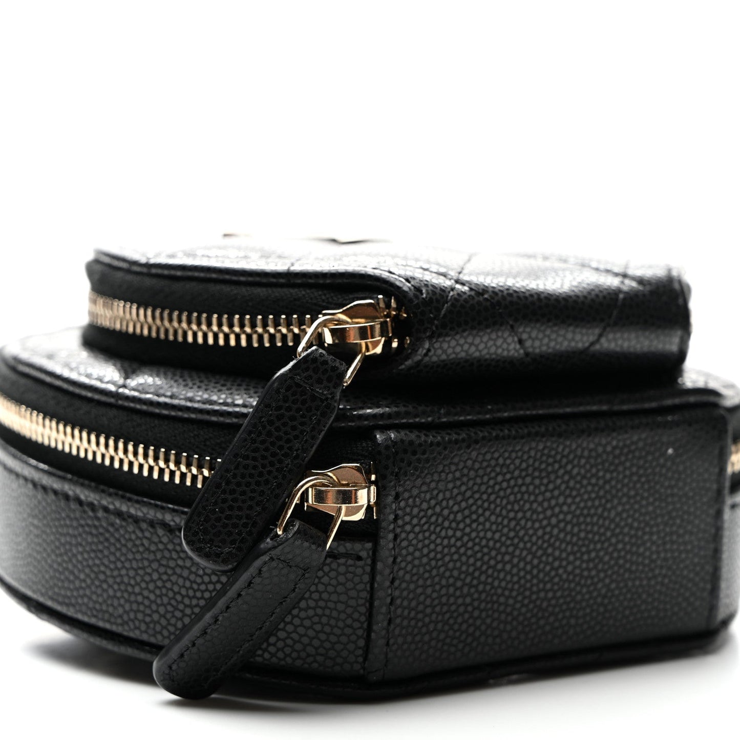 Caviar Quilted Round Coco Clutch With Chain Black