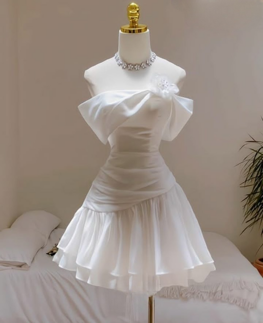 Lovely White Off Shoulder A-Line Short Party Dresses Homecoming Dresses, D1094