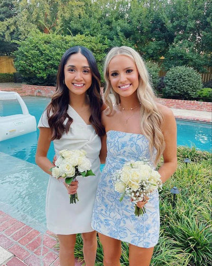 Cute Blue Strapless Sheath Homecoming Dresses Short Prom Dresses, D1293