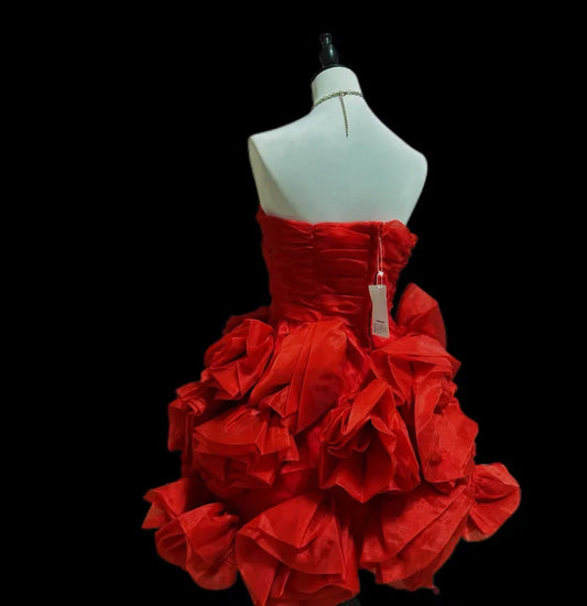 Red Strapless A-Line Homecoming Dresses Beaded Short Party Dresses, D1303