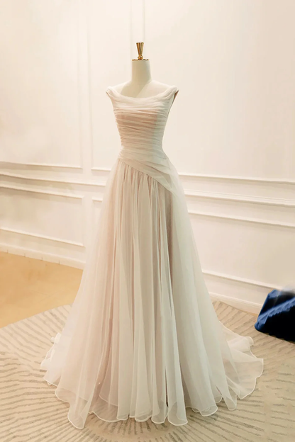 Light Champagne A-line Chiffon Prom Dress Party Dress, Simple Chiffon Wedding Party Dress  fg8730