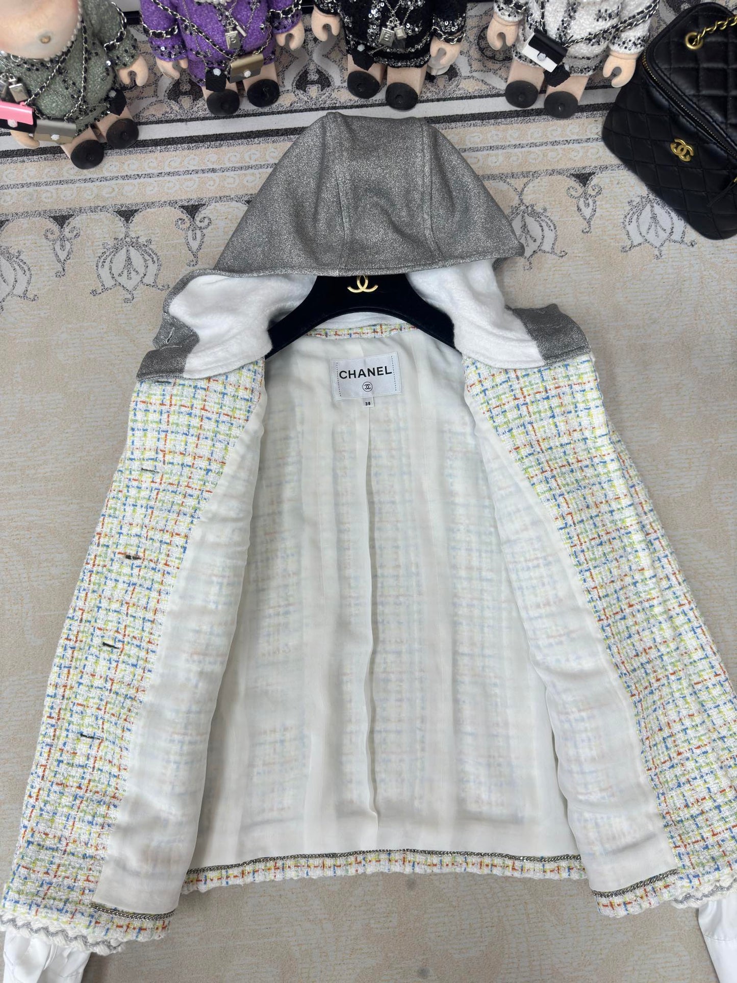 CC 25 Tweed Hooded Jacket Multicolor Cotton Wool 251972