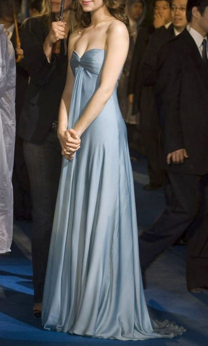 Elegant Blue Sweetheart Neck A-Line Long Party Dress Evening Gown, D276