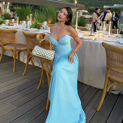 Ocean Blue Sweetheart A-Line Long Formal Prom Dress Evening Gown, D557