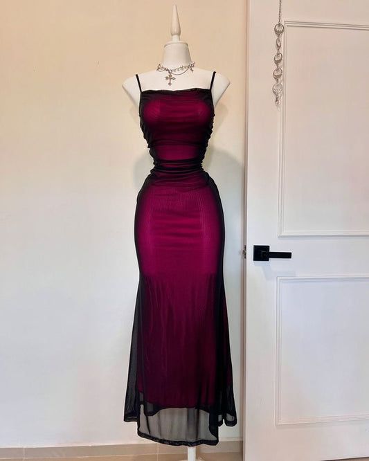 Sexy Spaghetti Straps Mermaid Long Party Dress Evening Party Dress, D595