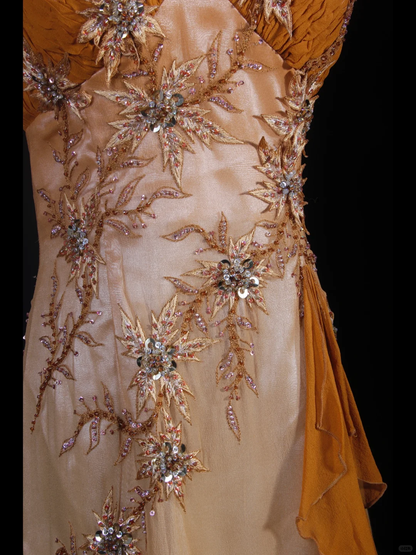 Orange Halter Mermaid Beading Long Prom Dress Vintage Evening Dress, D599