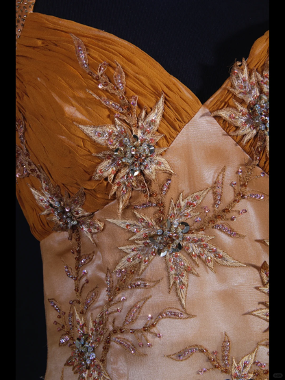 Orange Halter Mermaid Beading Long Prom Dress Vintage Evening Dress, D599