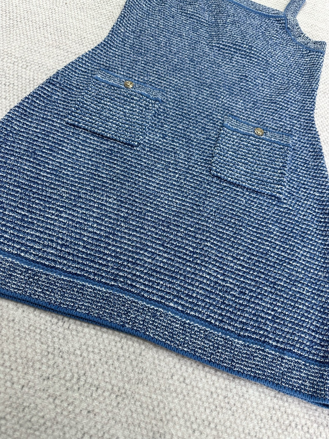 Gucci Striped Suspender Dress Blue Cotton