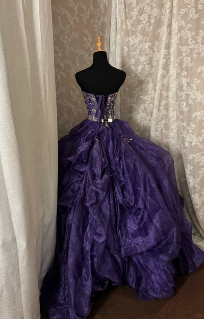 Purple Sweetheart A-Line Beading Chiffon Vintage Long Prom Dress Evening Gown, D610
