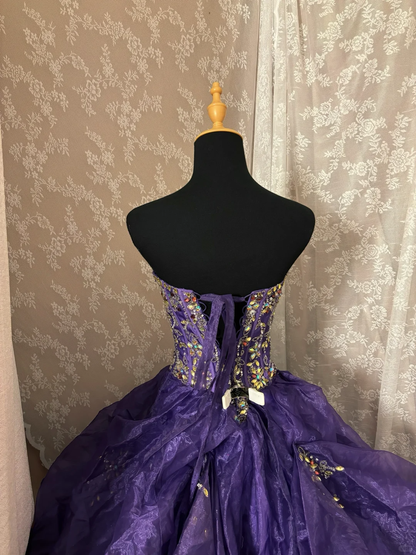 Purple Sweetheart A-Line Beading Chiffon Vintage Long Prom Dress Evening Gown, D610