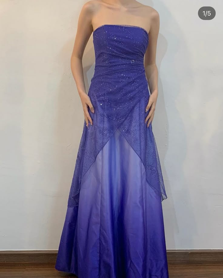 Purple Strapless A-Line Satin Ombre Long Prom Dress Vintage Party Dress, D669