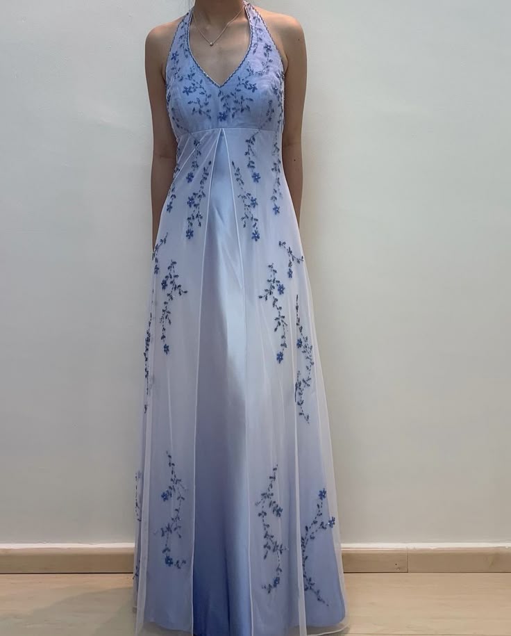 Ombre Halter Neck A-Line Beading Long Prom Dress Vintage Party Dress, D680