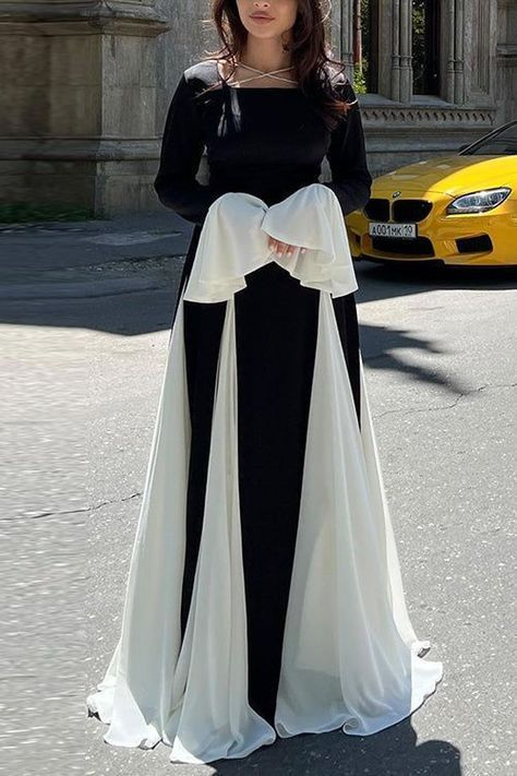 Elegant Long Sleeves A-Line Long Formal Prom Dress Evening Party Dress, D797