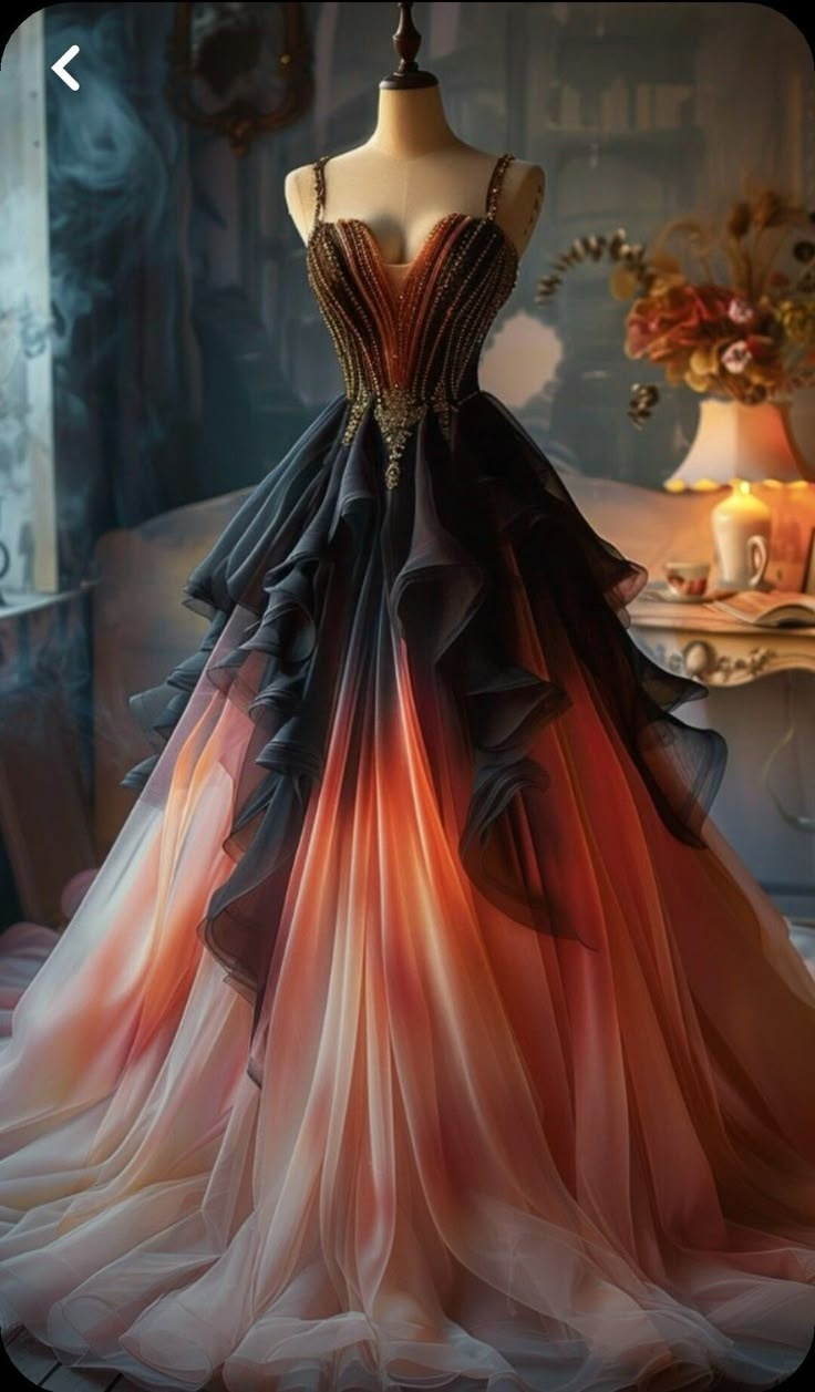Retro Spaghetti Straps A-Line Beading Ombre Long Prom Dress Evening Dresses, D822