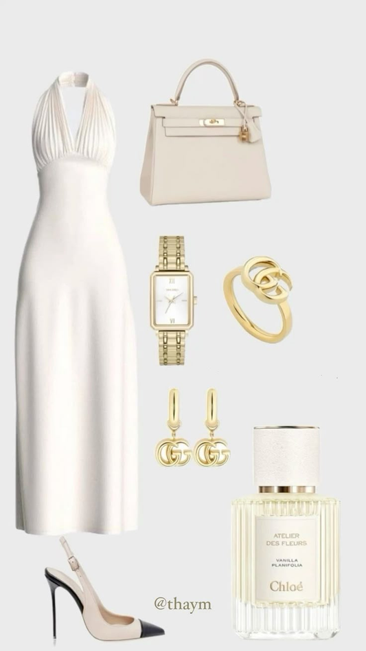 Elegant Ivory Halter Neck Sheath Long Party Dress Formal Evening Dress, D825