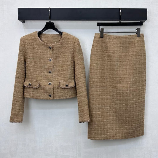 CHANEL 25S BEADED TWEED DRESS SET 307