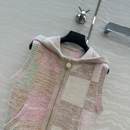 CC Hooded Vest Light Color Polyester Acrylic Fibers Wool