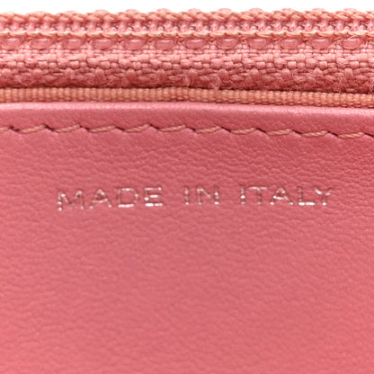 Lambskin Quilted CC Crossing Wallet On Chain WOC Pink