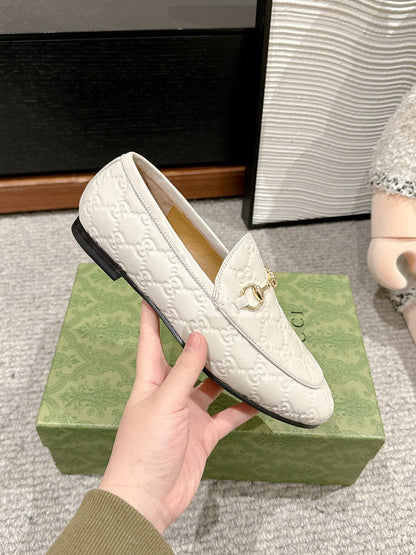 Horsebit Jordaan Loafer White GG Leather