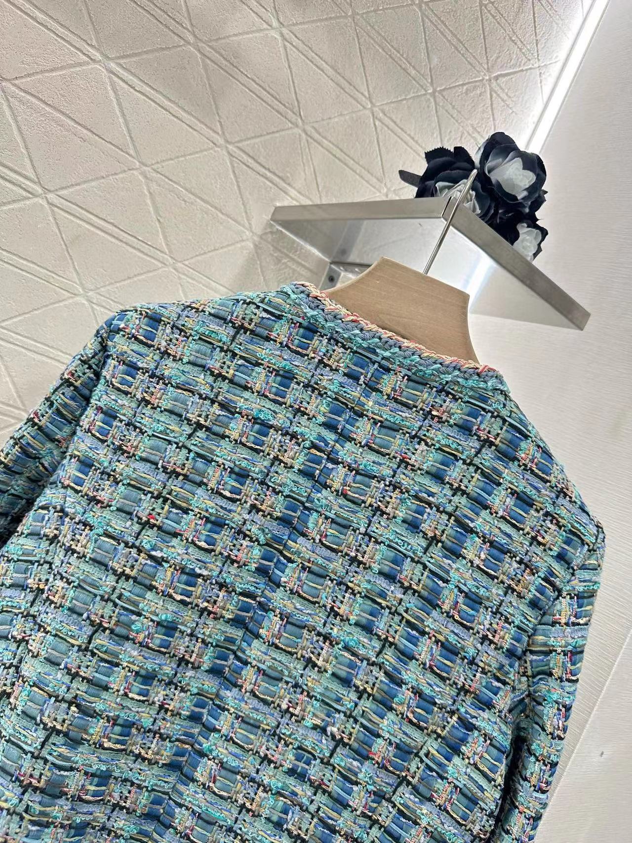CC 25 Blue Cardigan Jacket Cotton Silk Mix Wool
