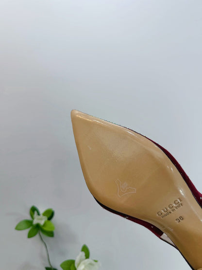 GG 26 Slingback Rhinestones Dark Red Fabric 592424
