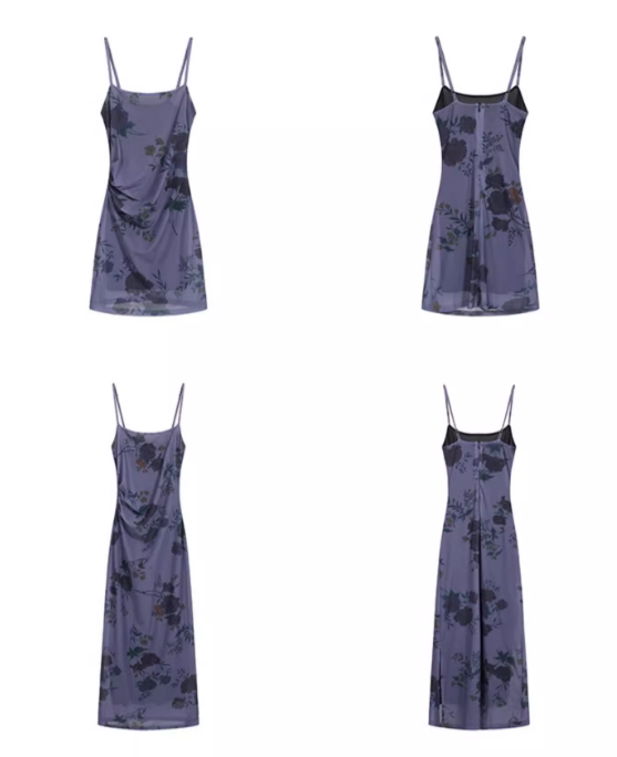 Seaside long skirt 2025 new French slim fit purple suspender dress R0046
