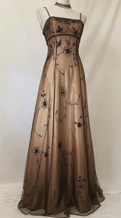 Elegant Spaghetti Straps Imperial Long Prom Dresses Satin Chiffon Beaded Blue Evening Dresses Sleeveless Formal Dresses DP04078