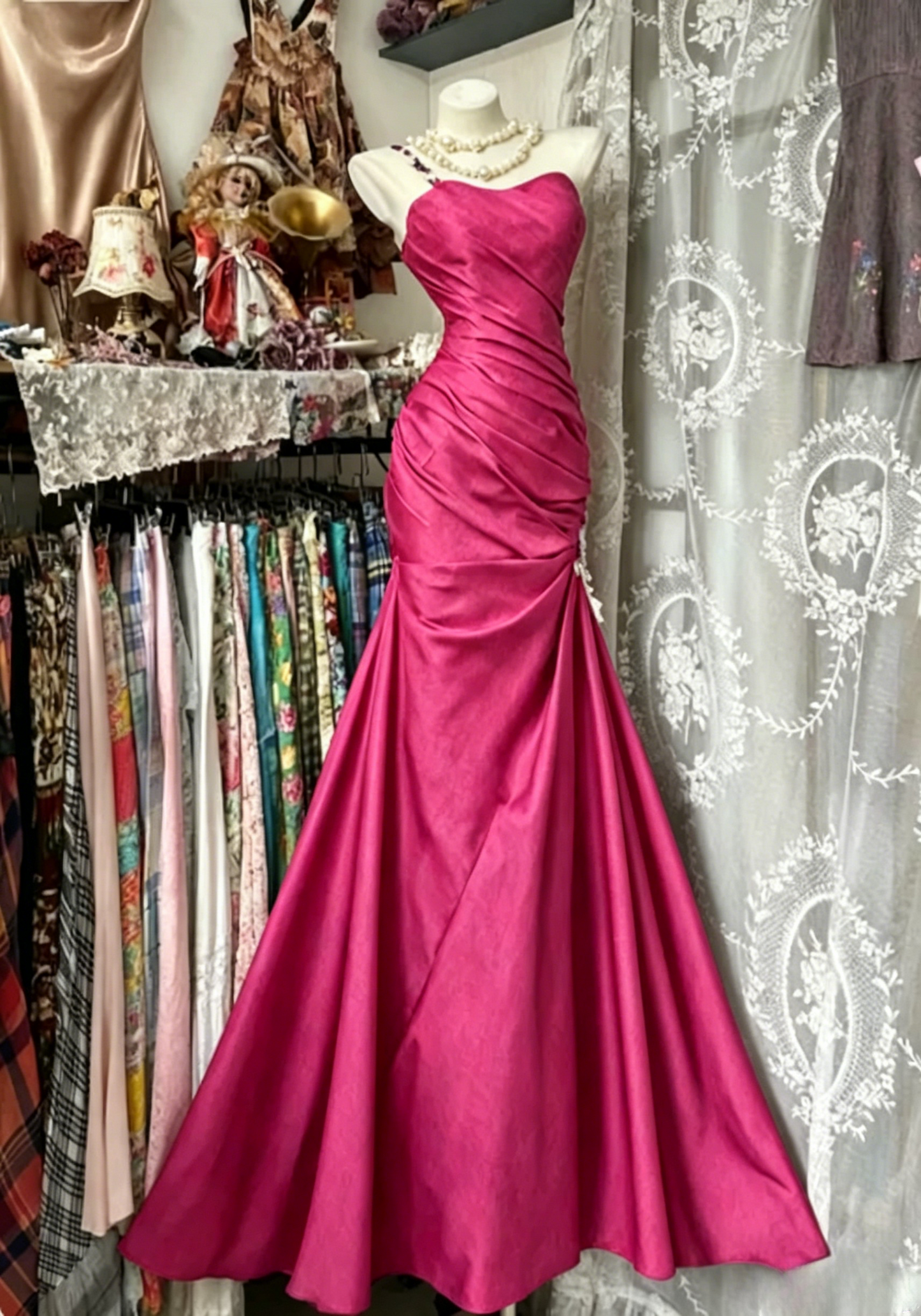 Chic One-shoulder Sheath Black Prom Dresses Satin Sleeveless Long Evening Dresses DP04199