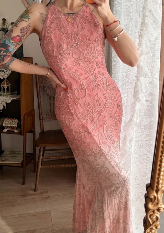 Gorgeous Coral Prom Dress Chiffon Beaded Sheath Evening Dress  DP05115