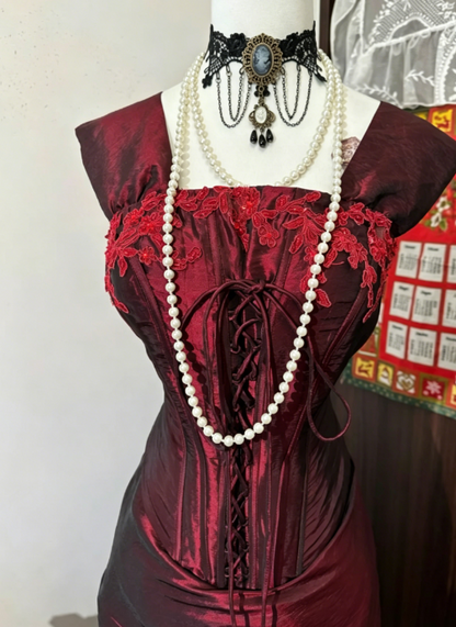 Chic Burgundy Prom Dress Straps Satin Sheath Birthday Dress Sleeveless Evening Dress DP05157