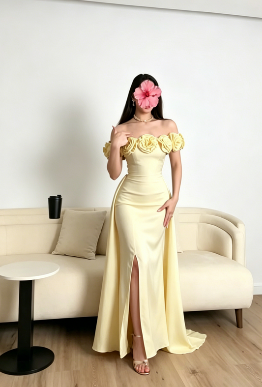 Chic Burgundy Prom Dress Off-shoulder Formal Dress Sheath Satin Long Evening Dress  DP05417