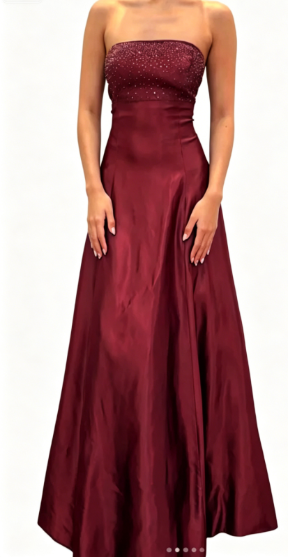 Chic Blue Prom Dress Strapless A-Line Satin Sequins Long Evening Dress DP05440