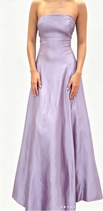 Chic Blue Prom Dress Strapless A-Line Satin Sequins Long Evening Dress DP05440