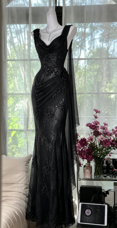 Glam Purple Prom Dress Straps Sheath Chiffon Beaded Long Evening Dress DP05737