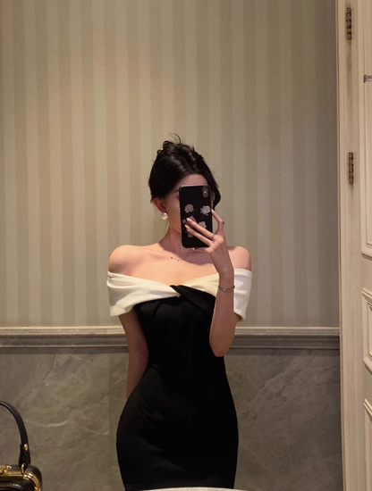 Elegant Sheath Off The Shoulder Black 18th Birthday Dress Party Gown Birthday Outfits Birthday Dress Ideas For Women DP587