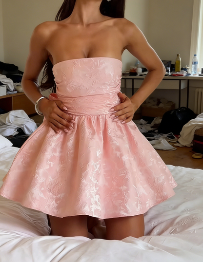 Cute A line Pink Short Summer Birthday Dress Hoco Dress Birthday Outfit 19th Birthday Mini Party Dresses DP988