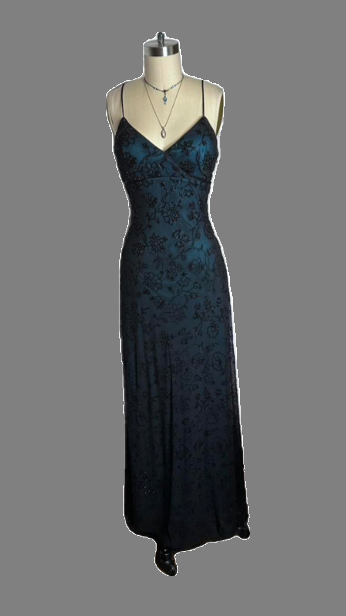Spaghetti Straps V Neck Beading Sheath Long Prom Dress Evening Party Dress, D740