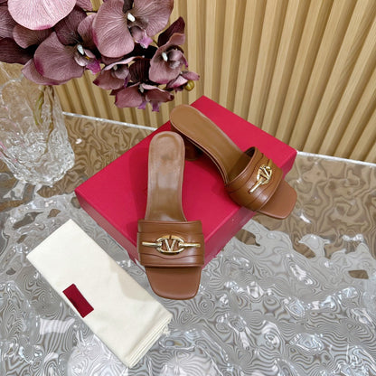 High Heel 70 Mule Sandal The Bold Edition Vlogo Square Toe Brown